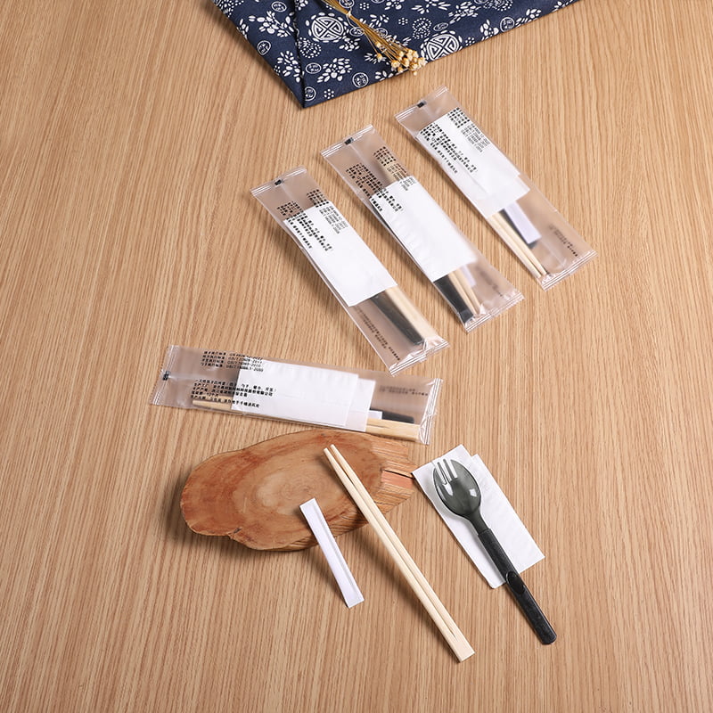 箸スポークナプキン付き使い捨て食事袋つや消し複合フィルムセット